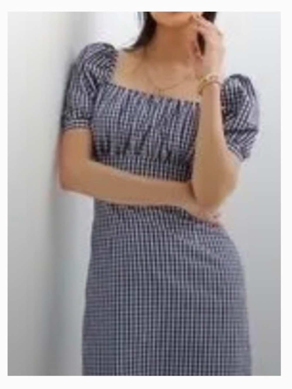 Anthropologie “Forever That Girl” cotton navy and white gingham dress.. Size L